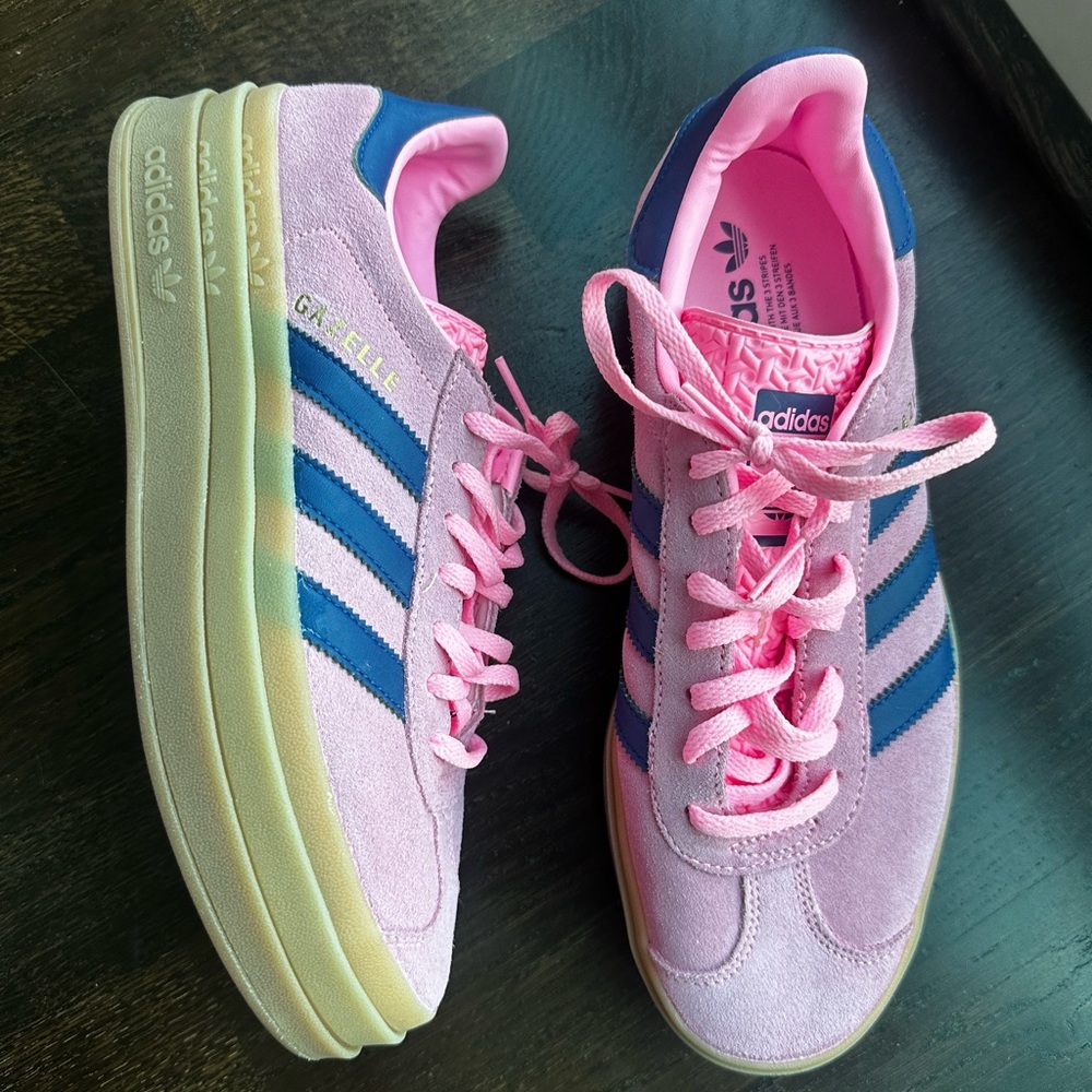Pink and Blue Adidas Gazelles